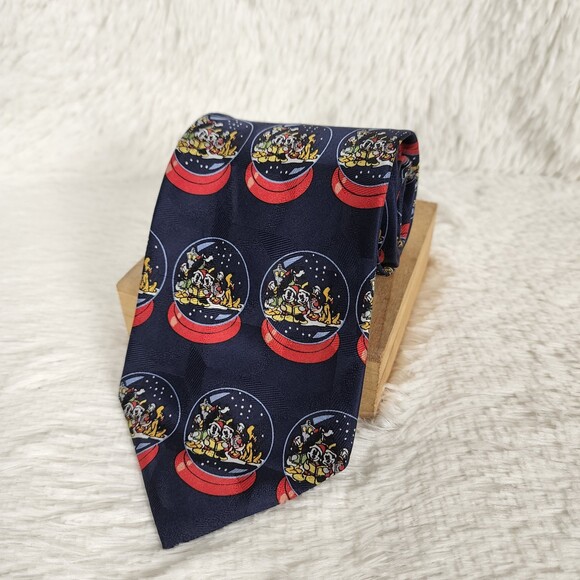 Disney Atlas Design Vintage Mickey Snow Globe Neck Tie - Picture 1 of 4